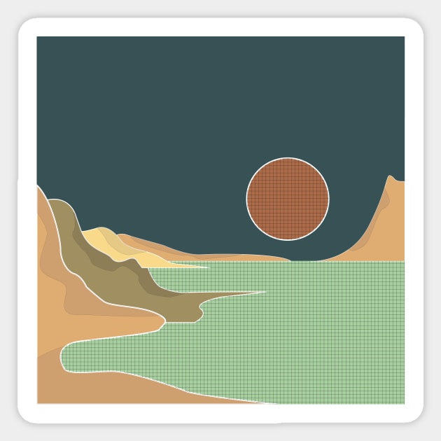 Landscape Vignette: Brown Mountain Beach Sticker by Crafting Yellow